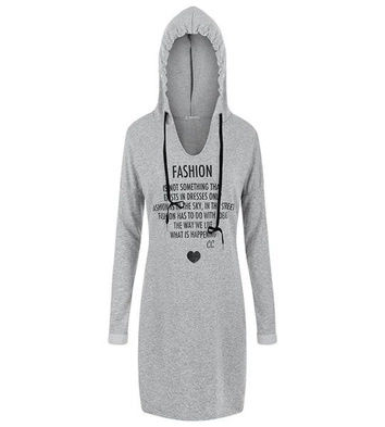 TUNIKA Z KAPTUREM SZARA CIEMNA (1591)