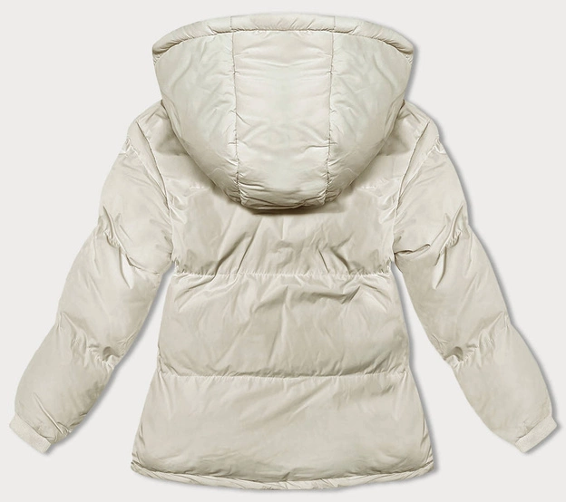 Damska kurtka zimowa z kapturem jasny beż (5M3169-62)
