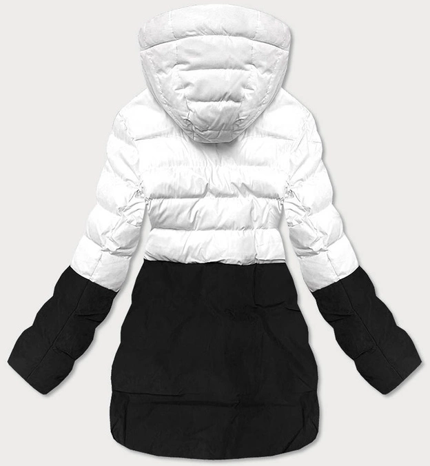 ZIMOWA KURTKA DAMSKA PUCHOWA BIAŁO-CZARNA (B2379)