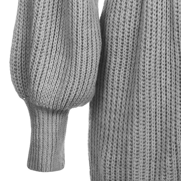 SWETER Z BUFIASTYMI RĘKAWAMI JASNOSZARY (123ART)