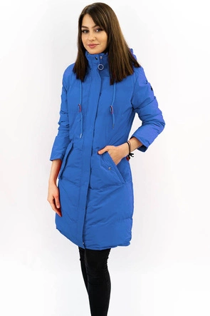 WODOODPORNA KURTKA DAMSKA Z WYSOKĄ STÓJKĄ NIEBIESKA (M-953)