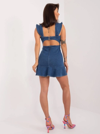 Jeansowa sukienka bez pleców granatowa (508635)