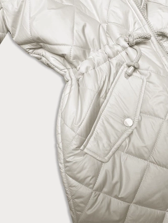 Dwustronna kurtka damska pikowana - futro ecru (H-897-11)