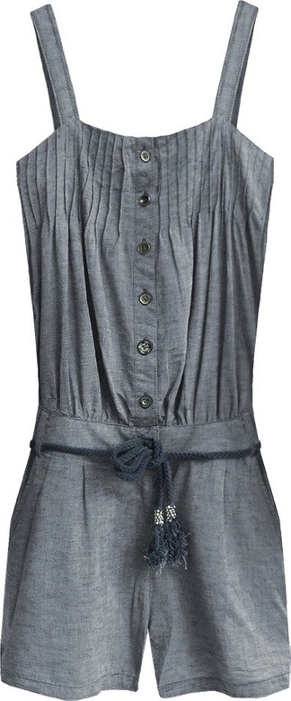 KRÓTKI KOMBINEZON Z LNU I BAWEŁNY NIEBIESKI (423ART)