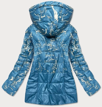 Damska kurtka z nadrukiem niebieska (7769)