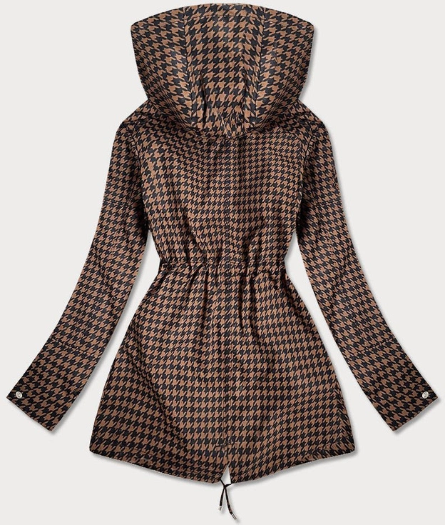 DWUSTRONNA KURTKA DAMSKA PEPITKA BRĄZOWO-GRANATOWA (W506)