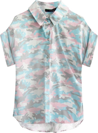 BAWEŁNIANA KOSZULA W MORO BŁĘKITNO-RÓŻOWA (0823)