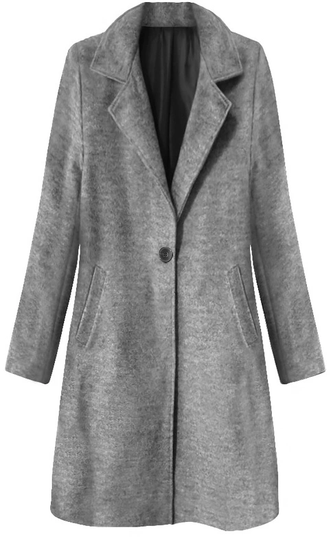 MINIMALISTYCZNY PŁASZCZ NA GUZIK CIEMNOSZARY (3106)