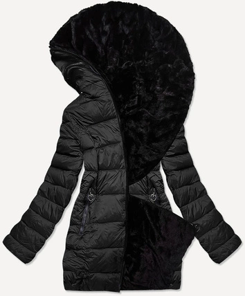 KRÓTKA DWUSTRONNA KURTKA DAMSKA ZIMOWA CZARNA (B9581-1)