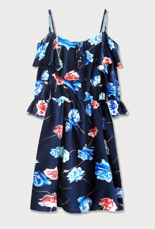 SUKIENKA HISZPANKA W KWIATY GRANATOWA (356ART)