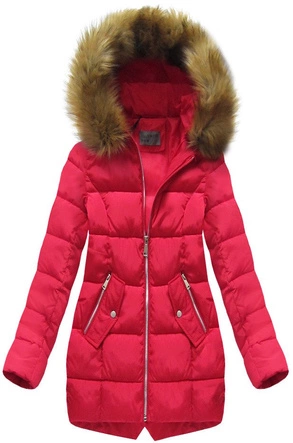 PIKOWANA KURTKA Z KAPTUREM CZERWONA (B1050-30)