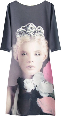 WZORZYSTA SUKIENKA GRAFITOWA (6283)