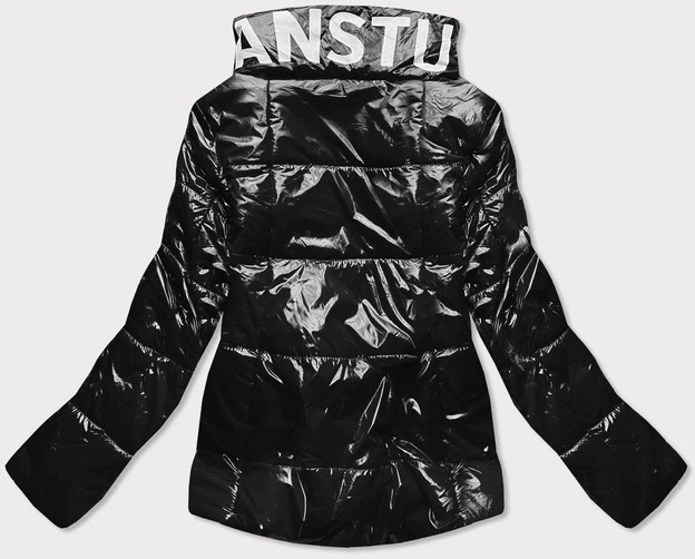 KRÓTKA PIKOWANA KURTKA DAMSKA ZE STÓJKĄ CZARNA (B9567)