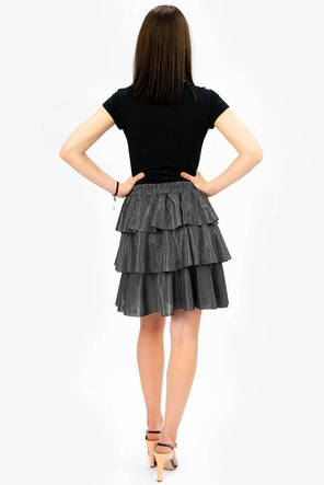 BŁYSZCZĄCA SPÓDNICA MINI SREBRNA (508ART)