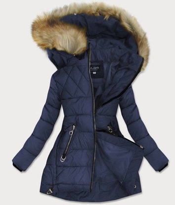 PIKOWANA DAMSKA KURTKA Z KAPTUREM GRANATOWA (1907)