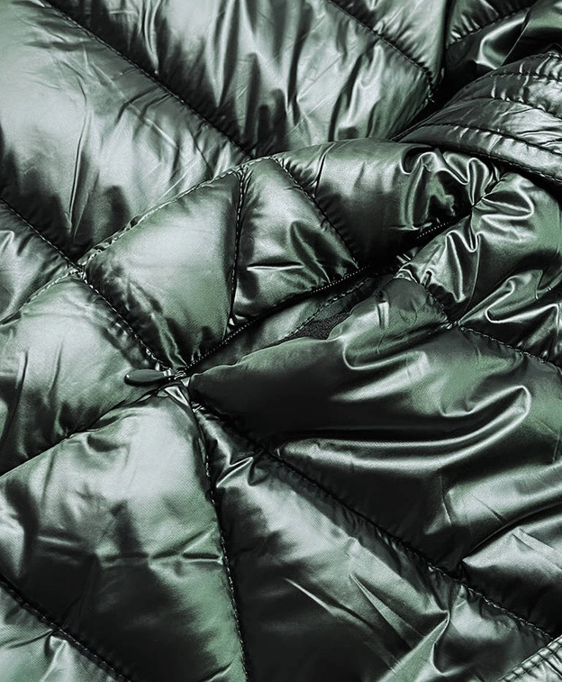 KURTKA DAMSKA Z WIĄZANYM PASKIEM ZIELONA (AG1-J9069B)