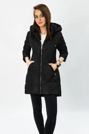 ASYMETRYCZNA KURTKA TRAPEZOWA CZARNA (958)