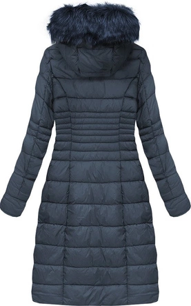 DAMSKA PIKOWANA KURTKA ZIMOWA Z KAPTUREM GRANATOWA (7762BIG)