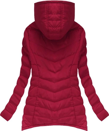 PIKOWANA KURTKA Z KAPTUREM BORDOWA (W537BIG)