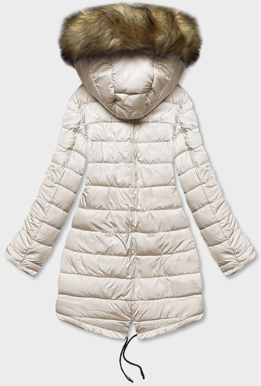 Dwustronna kurtka damska zimowa granatowo-beżowa (2M-21508)