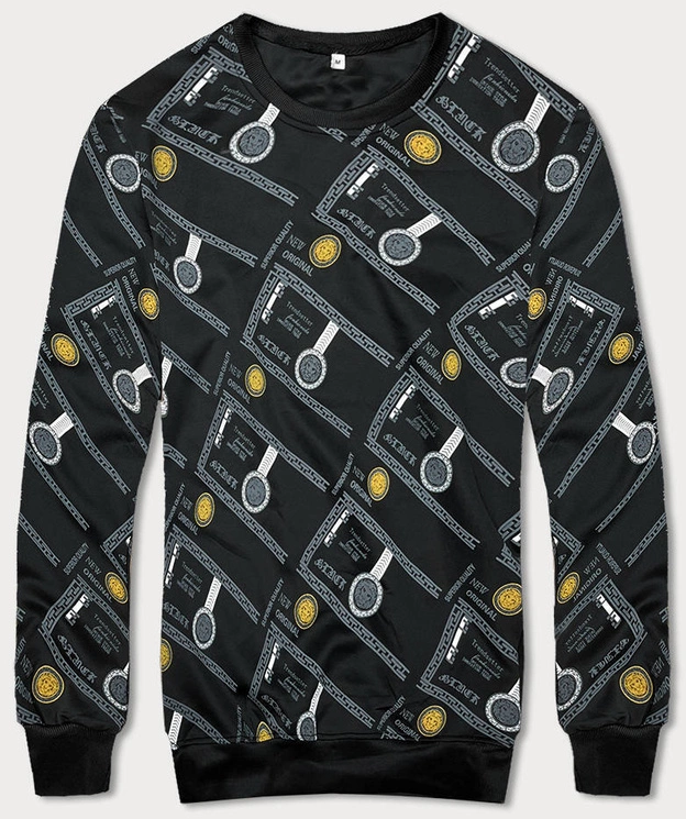 Bluza męska z nadrukiem czarna (8B1110-3)