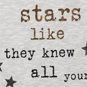 DŁUGA BLUZA Z NAPISAMI SZARY MELANŻ (GOOD4)