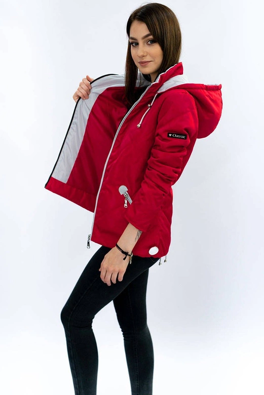 KURTKA Z KAPTUREM CZERWONA (B9517)