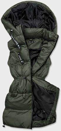 PUCHOWA KAMIZELKA DAMSKA Z KAPTUREM KHAKI (738ART)
