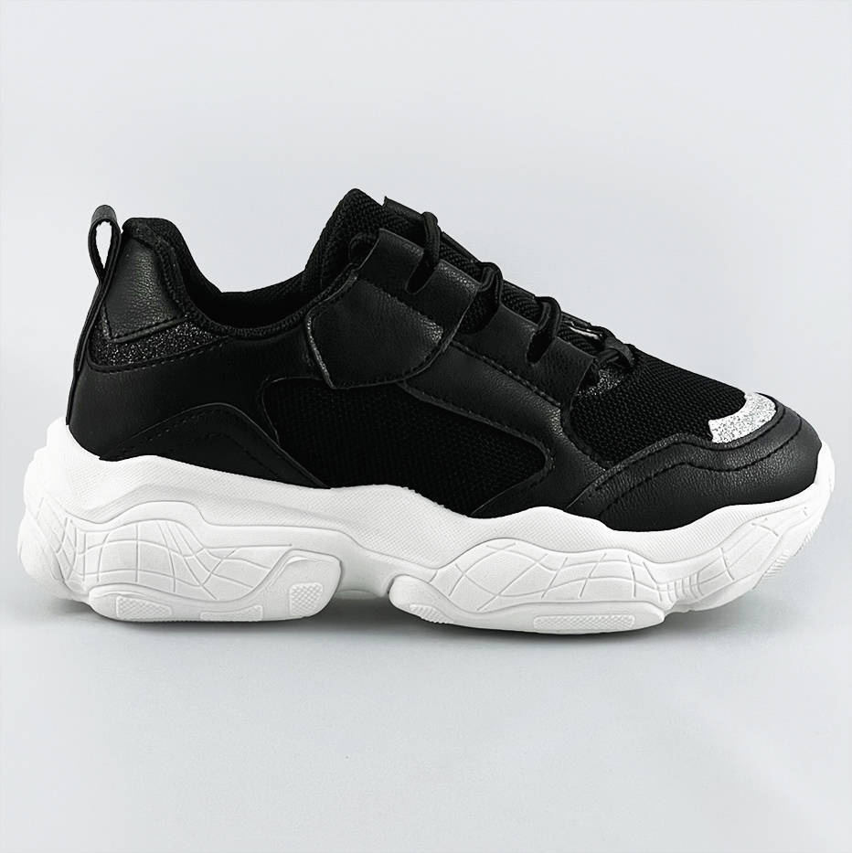 Sznurowane sneakersy damskie czarne (172)