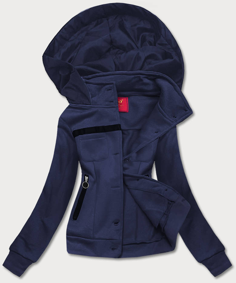 Krótka bluza rozpinana damska granatowa (AMG-63)