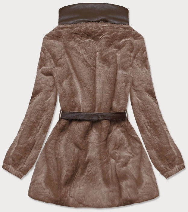 Kurtka futrzana ze stójką brązowa (gsq2228)