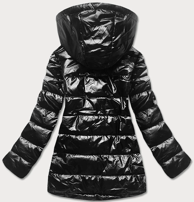 Kurtka damska z ozdobną podszewką czarna (xw709x)