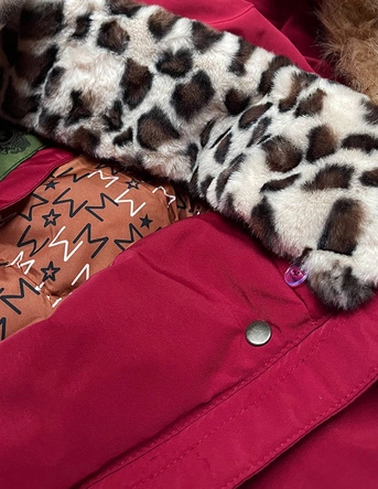 ZIMOWA KURTKA DAMSKA Z FUTRZANĄ  STÓJKĄ CZERWONA (CAN-583BIG)