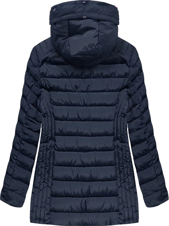 PIKOWANA DAMSKA KURTKA ZIMOWA Z KAPTUREM GRANATOWA (B2630-30)