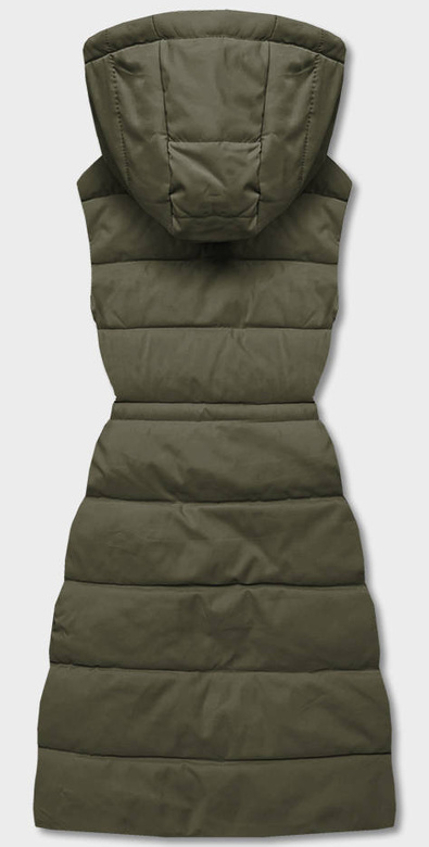 Puchowy bezrękawnik damski z kapturem army (CAN-860)