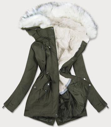 DAMSKA PARKA ZIMOWA NA MISIU KHAKI (FH-856)