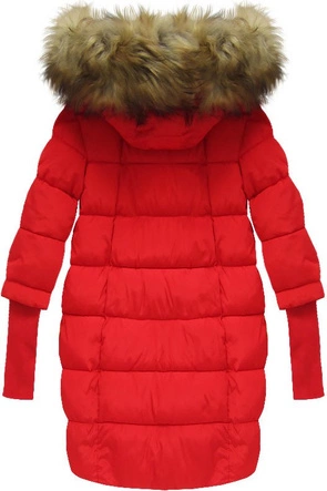 PIKOWANA KURTKA Z RĘKAWEM 3/4 CZERWONA (W610)