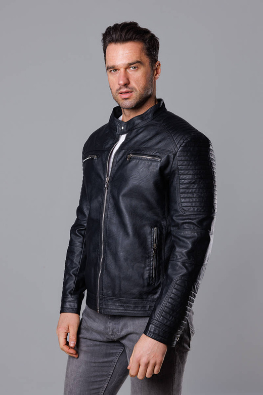 Kurtka męska typu biker czarna (11Z8053)
