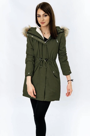 Damska parka zimowa na misiu khaki (w378)