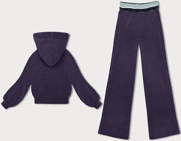 Prążkowany komplet damski fioletowy (AMG-341A)