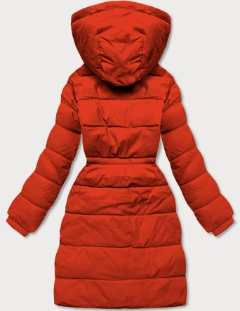 Puchowa kurtka zimowa damska koralowa (CAN-865)