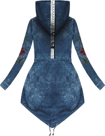 BLUZA Z HAFTAMI I KAPTUREM NIEBIESKA 2 (MODEL3)