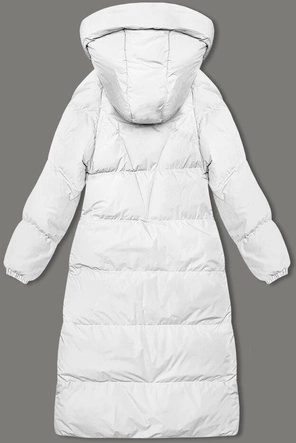 Długa gruba kurtka damska z kapturem biała (5M3163-281)