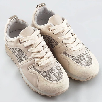 Damskie adidasy na podwyższonej podeszwie beżowe (666-20)