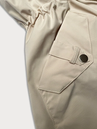 Parka damska z jeansowymi rękawami Way Mode beż-granat (WD202301)