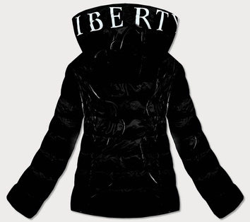 Kurtka damska z wzorzystą podszewką czarna (w707)