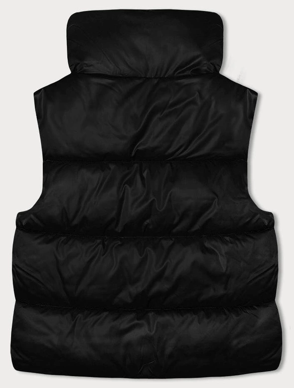 Krótki bezrękawnik damski ze stójką czarny (B8245-1)