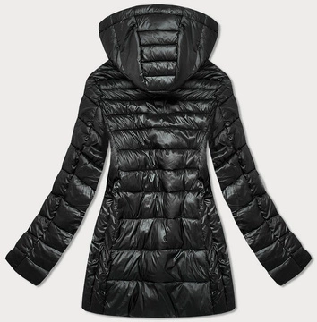 ZIMOWA BŁYSZCZĄCA KURTKA DAMSKA CZARNA (7723PLUS)