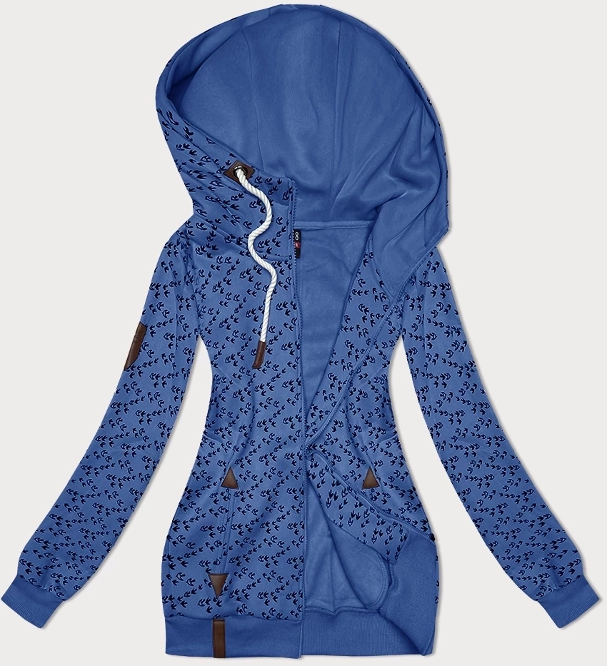 Sportowa bluza z kapturem w jaskółki niebieska (2309)