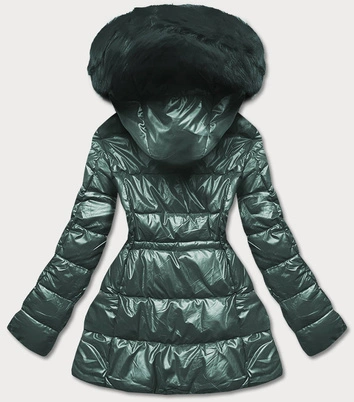 Metaliczna kurtka damska zielona (b8029-10)